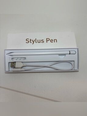 White Stylus Pen with USB Cable and Extra Tips